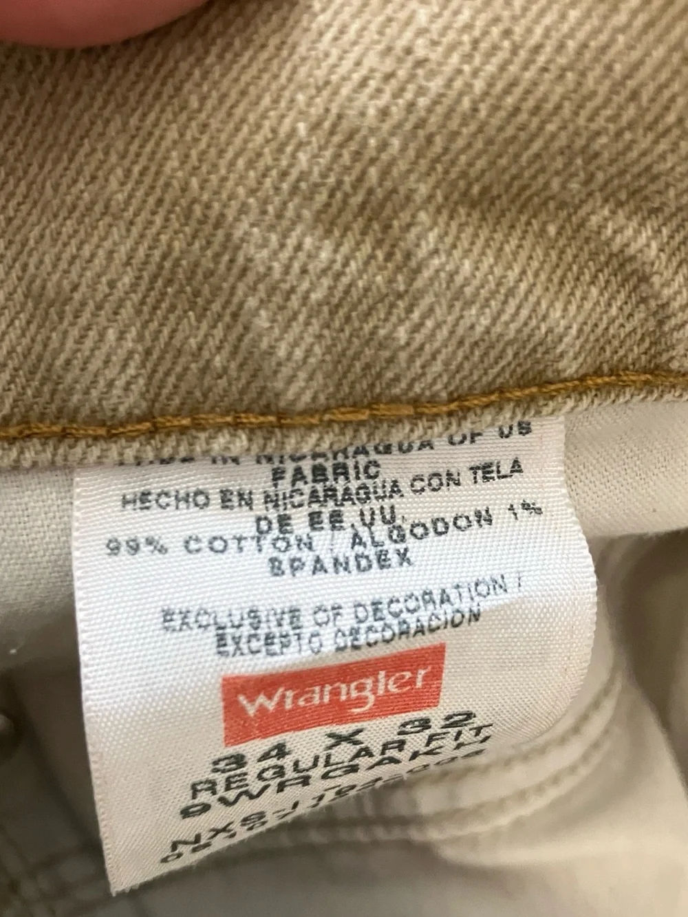 Wrangler Beige Straight-Leg Pants with Copper Button Detail